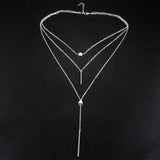 Multi Layers Bar Tassel Chain Dangle Charm Pendant Women Boho Necklace Jewelry