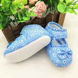 Infant Baby Girls Lovely Floral Printed Bow Soft Sole Toddles Shoes Prewalker