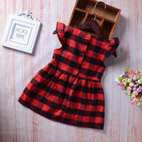 Toddler Dress Baby Girl Plaid Ruffled Sleeveless Outfits Princess Party Clothes