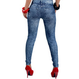 Women's Sexy Close Fitting Snowflake Printed Imitated Denim Jeans Leggings - ENSEIGNE DENIS