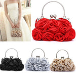 Women Fashion Rose Flower Pattern Clutch Bag Evening Party Bridal Handbag