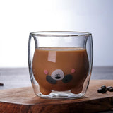Creative Transparent Double Walls Glass Cartoon Bear