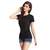 Women Fashion Summer Sexy Round Neck Hollow Wings Short Sleeve T-shirt Top