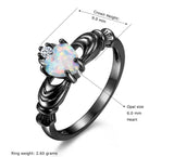 Black European and merican Heart Shaped treasure ring, female opal