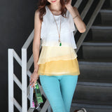 Women Fashion Multi-layer Ruffle Sleeveless Blouse Summer Vest Tank Top T-Shirt - ENSEIGNE DENIS
