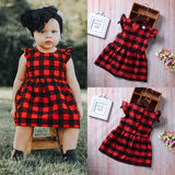 Toddler Dress Baby Girl Plaid Ruffled Sleeveless Outfits Princess Party Clothes