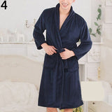 Men Women Loose Long Sleepwear Comfortable Bathrobe Coral Fleece Spa Robe