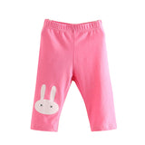 Lovely Rabbit Printed Cotton Middle Rise Half Length Kids Girls Leggings Pants