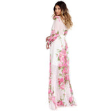 Elegant Women Summer Long Sleeve Floral Print Cocktail Evening Party Maxi Dress