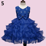 Girls Bowknt 5-Layer Skirt Princess Tutu Wedding Birthday Baptism Cake Dress