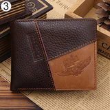 Men Coffee Full-Grain Leather Bifold Wallet Credit Card Holder Slim Coin Purse