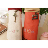 Creative Canvas Stationery Bag Pen Pencil Holder Roll Up Brush Makeup Case Pouch