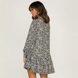 Printed Long Sleeve Multi-layer Party Dress