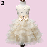 Girls Bowknt 5-Layer Skirt Princess Tutu Wedding Birthday Baptism Cake Dress