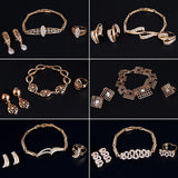 Women's Waterdrop Hollow Statement Collar Necklace Ring Earrings Bracelet Set
