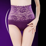 Women Lace Patchwork Panties High Waist Abdomen Hips Sculpting Briefs Underwear