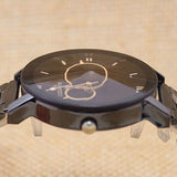 Men's Fashion Black Alloy Band Round Dial Quartz Wrist Watch Student Gift