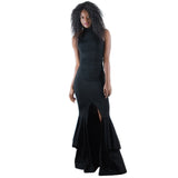 Cocktail Party Sexy Halter Women Sleeveless Ruffled Bodycon Summer Maxi Dress
