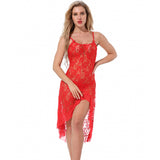 Women's Sexy Backless See Through Rose Lace Dress G-String Underwear Sleepwear - ENSEIGNE DENIS