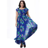 Women's Fashion Summer Chiffon Sleeveless Big Swing Floral Print Long Maxi Dress - ENSEIGNE DENIS