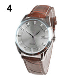 Men Vintage Date Calendar Dial Faux Leather Business Analog Quartz Wrist Watch