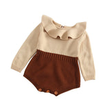 Autumn Cute Infant Baby Girls Newborn Long Sleeve Jumpsuit Knitted Ruffle Romper