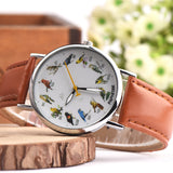 Fashion Birds Animal Round Dial Quartz Analog Women Date Shopping Wrist Watch