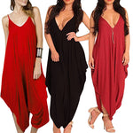 Women Summer Fashion Solid Color Harem Overall Romper Loose Casual Jumpsuit