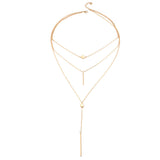 Multi Layers Bar Tassel Chain Dangle Charm Pendant Women Boho Necklace Jewelry