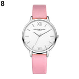 Women Fashion Concise Dial Slim Faux Leather Strap Analog Quartz Wrist Watch