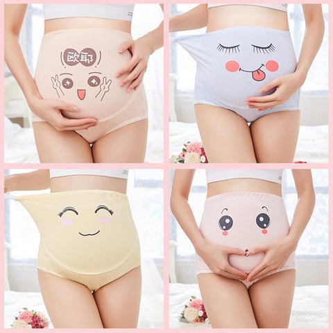 Adjustable Pregnant Women Panties Belly Support Cartoon Expression Underwear