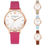 Women Fashion Concise Dial Slim Faux Leather Strap Analog Quartz Wrist Watch