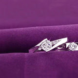 Women's Silver Plated Jewelry Finger Ring Zircon Inlaid Engagement Wedding Ring