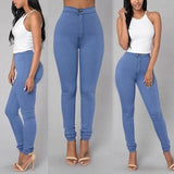Women Pencil Stretch Casual Denim Skinny Jeans Pants High Waist Trousers