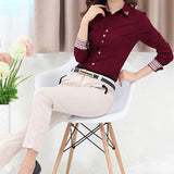 Women Office Career Formal Revit Studded Collar Button Up Blouse OL Shirt Top - ENSEIGNE DENIS