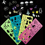 4 Pcs Kid Art Graphics Drawing Template Ruler Multi Purpose DIY Stencil Stationery