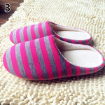 Women's Men's Winter Striped Warm Soft Anti-Slip  Indoor Shoes Home Slippers