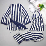 Ladies' pajamas summer leisure sexy ice silk stripes, suspenders,