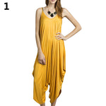 Women Summer Fashion Solid Color Harem Overall Romper Loose Casual Jumpsuit