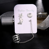 4Pcs Bohemia Star Butterfly Women Earrings Set Ear Stud Cuff Party Jewelry Decor