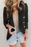 Women's Elegant Black 3/4 Sleeve Double Breasted Blazer