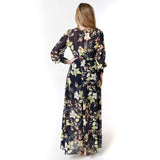 Elegant Women Summer Long Sleeve Floral Print Cocktail Evening Party Maxi Dress