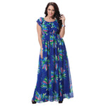 Women's Fashion Summer Chiffon Sleeveless Big Swing Floral Print Long Maxi Dress - ENSEIGNE DENIS