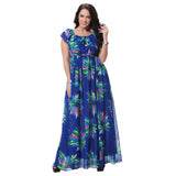 Women's Fashion Summer Chiffon Sleeveless Big Swing Floral Print Long Maxi Dress - ENSEIGNE DENIS