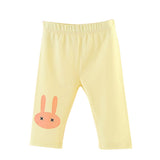 Lovely Rabbit Printed Cotton Middle Rise Half Length Kids Girls Leggings Pants