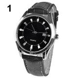 Men Vintage Date Calendar Dial Faux Leather Business Analog Quartz Wrist Watch