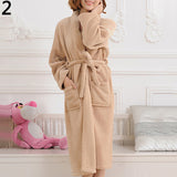 Men Women Loose Long Sleepwear Comfortable Bathrobe Coral Fleece Spa Robe