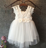 Baby Beautiful Princess Party Pearl Lace Tulle Flower Gown Fancy Dress