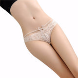 Sexy Women Briefs Solid Color Lace Floral Bowknot Low Rise Underwear Panties
