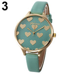 Women Geneva Love Heart Dial Analog Faux Leather Band Quartz Wrist Watch